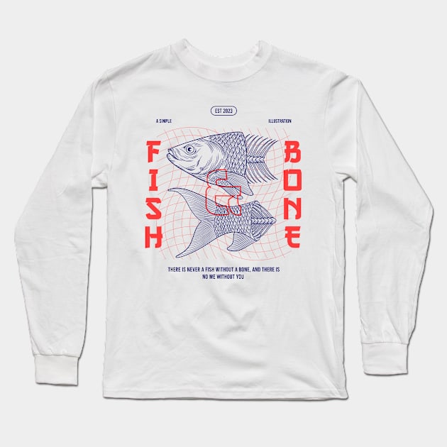 Fish & Bone design Long Sleeve T-Shirt by Spes.id